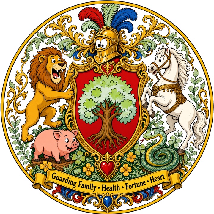 Family crest — guarding family, health, fortune, heart
